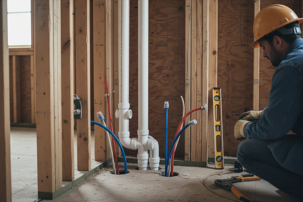 Drain and supply rough-in during Drain Cleaning in Lone Grove