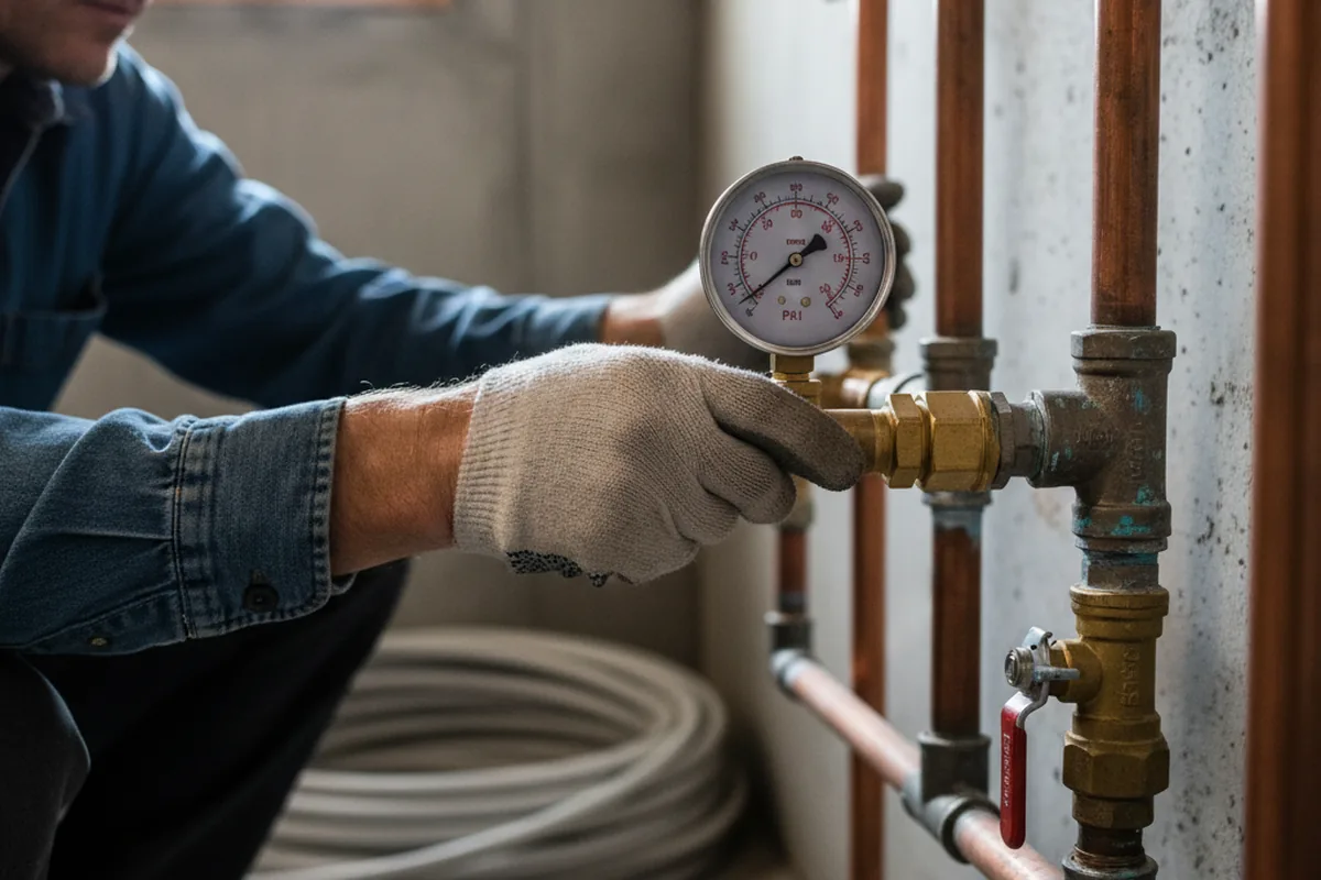 Pressure testing a repaired line during Water Line Repair in Lone Grove